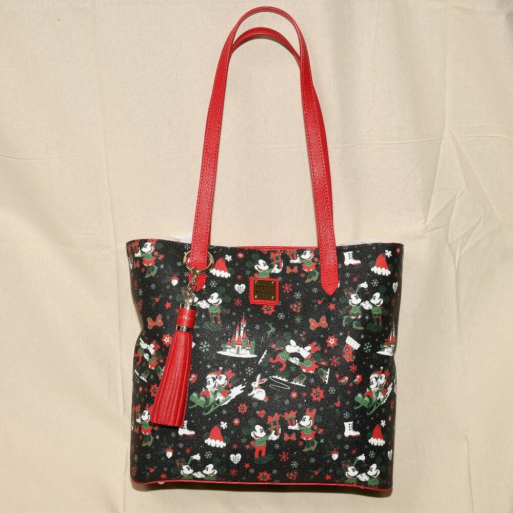 Dooney & Bourke Disney Christmas Tote Mickey Minnie Sleigh Ride Bag